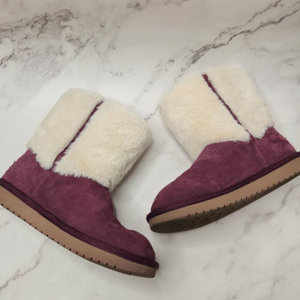 UGG Koolaburra Girls Aubrie Short Purple Boots Faux Fur Lining Youth 2 - Picture 5 of 9
